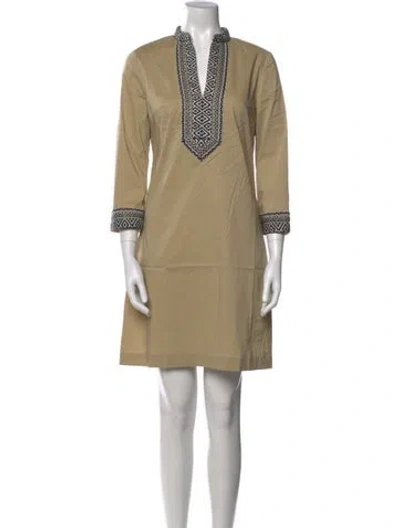 Pre-owned Tory Burch Graphic Print Mini Dress W/ Tags In Neutral