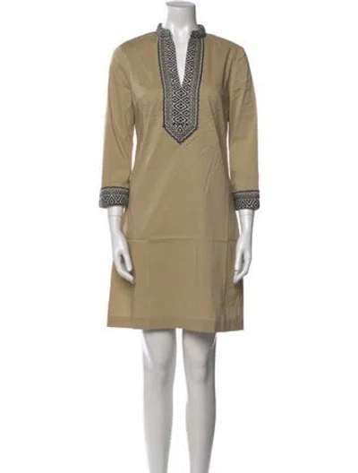 Pre-owned Tory Burch Graphic Print Mini Dress W/ Tags In Neutral
