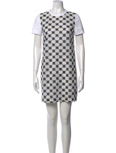Pre-owned Tory Burch Graphic Print Mini Dress W/ Tags In Neutrals/white