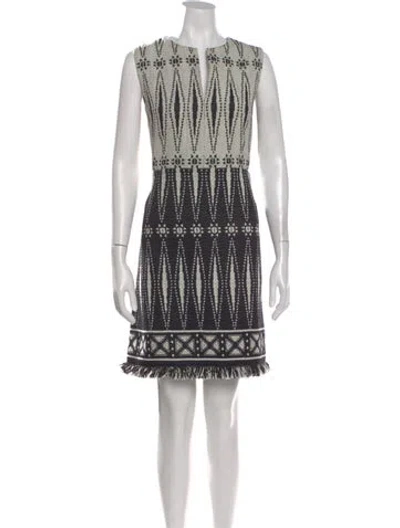 Pre-owned Tory Burch Graphic Print Mini Dress In White