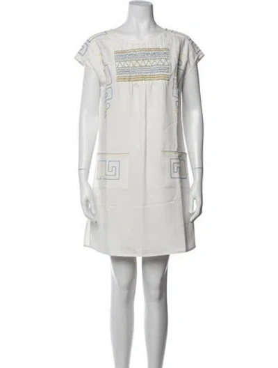 Pre-owned Tory Burch Graphic Print Mini Dress In White