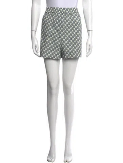 Pre-owned Tory Burch Graphic Print Mini Shorts In White