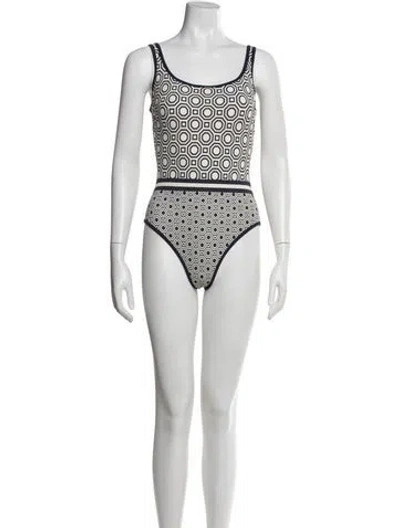 Pre-owned Tory Burch Graphic Print One-piece In Neutral
