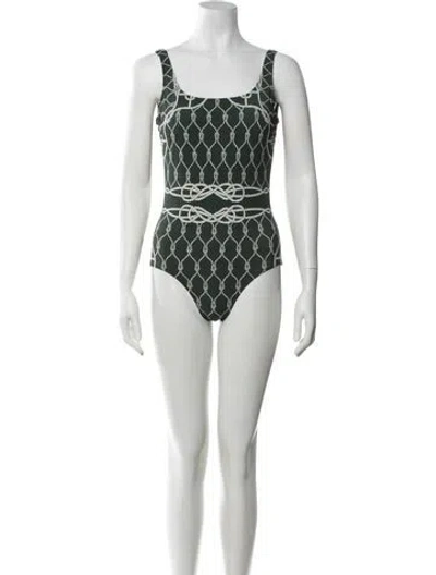 Pre-owned Tory Burch Graphic Print One-piece In White