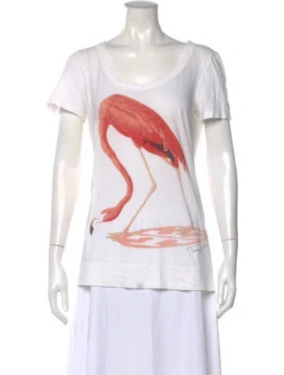 Pre-owned Tory Burch Graphic Print Scoop Neck T-shirt In Neutral