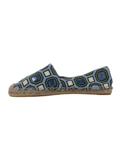 Pre-owned Tory Burch Graphic Print Sequin Embellishments Espadrilles In Blue