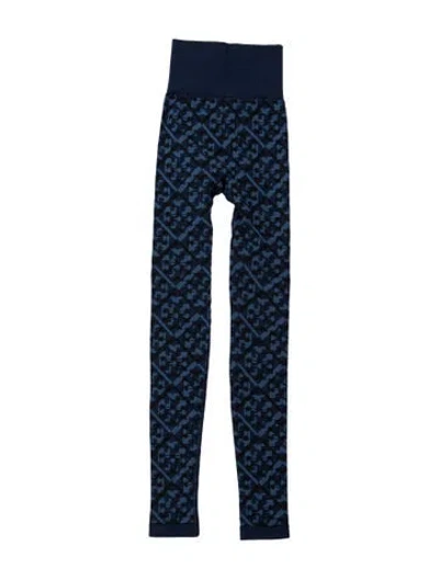 Pre-owned Tory Burch Graphic Print Skinny Leg Pants W/ Tags In Blue
