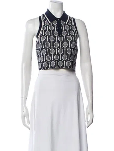 Pre-owned Tory Burch Graphic Print Sleeveless Polo In Neutrals