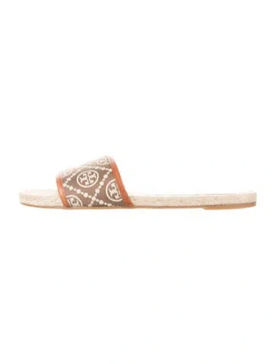 Pre-owned Tory Burch Graphic Print Slides In Neutrals