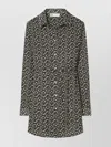 Tory Burch Graphic Print Tunic Belted Waist In Green
