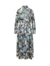 Tory Burch Printed Pleated Silk Twill Dress In Multi