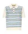 Tory Burch Patterned Front Top With Classic Polo Collar In White