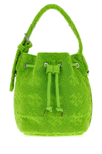 Tory Burch Grass Green Terry Fabric Bucket Bag