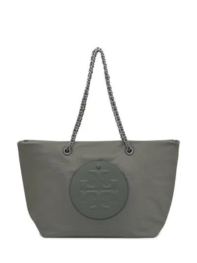Tory Burch Gray  Shopper With Chain In Green