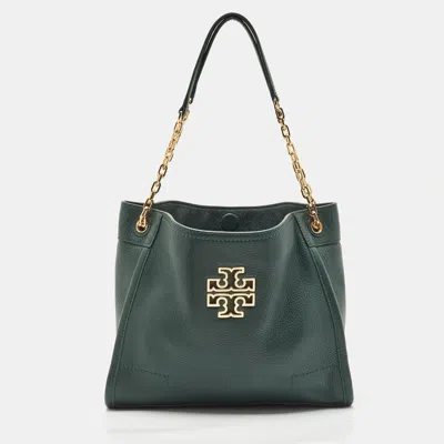 Pre-owned Tory Burch Green Leather Mcgraw Slouchy Tote