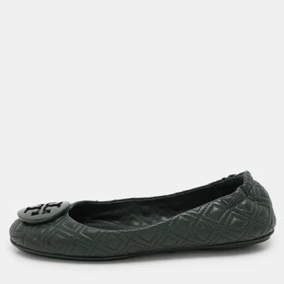Pre-owned Tory Burch Green Leather Minnie Ballet Flats Size 38
