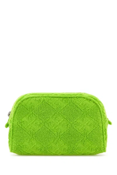 TORY BURCH GREEN TERRY FABRIC ELLA BEAUTY CASE