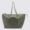 Tory Burch Grey Green Totes In Gray