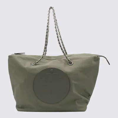 Tory Burch Grey Green Totes In Gray
