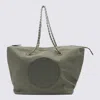 Tory Burch Chain Handle Tote Bag With Metal Eyelets In Gray