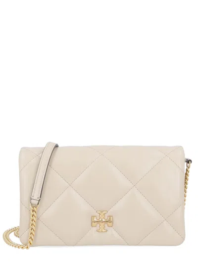 Tory Burch Grey Leather Chain Continental Wallets In Neutral