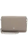 Tory Burch Grey Leather Robinson Wallet On Chain Bag (authentic Pre-loved)