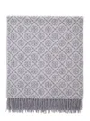 Tory Burch Grey Scarf With All-over T Motif Monogram And Fringed Edges In Wool Woman In Gray