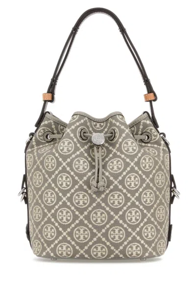 Tory Burch Grey T-monogram Small Bucket Bag In Gray