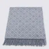 Tory Burch Grey Wool Scarf In Multi