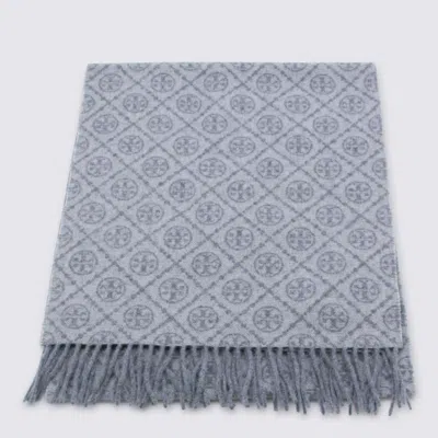 TORY BURCH GREY WOOL SCARF