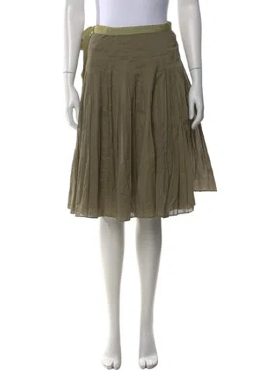 Pre-owned Tory Burch Grosgrain Trim Midi Length Skirt In Green
