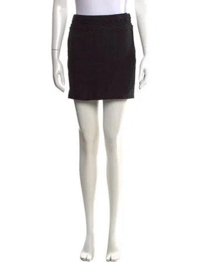 Pre-owned Tory Burch Grosgrain Trim Mini Skirt In Black