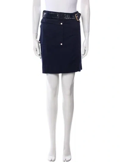 Pre-owned Tory Burch Grosgrain Trim Mini Skirt In Blue