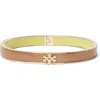 Tory Burch Double T Medium Textured Bangle In Brown