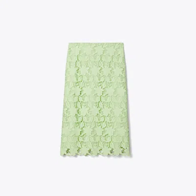 Tory Burch Guipure Lace Skirt In Minted Green
