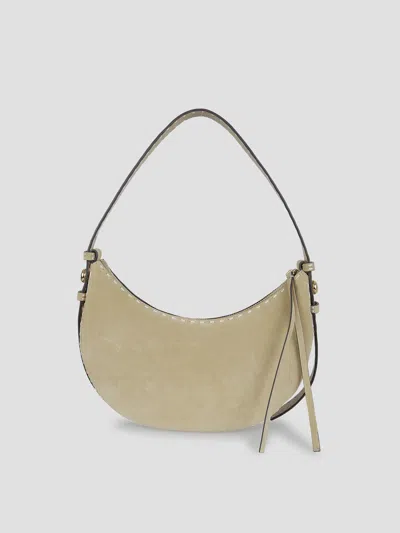 Tory Burch Half Moon Suede Handbag In Neutral