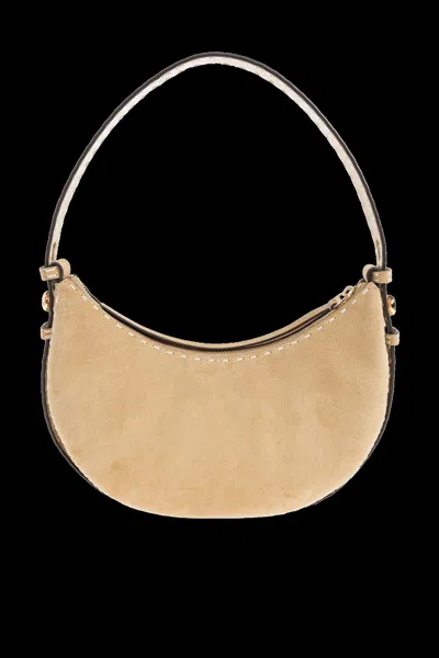 Tory Burch Half Moon Suede Handbag With Pick Stitch Detail In Yellow