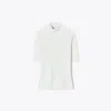 Tory Burch Half-zip Crewneck Sweater In White