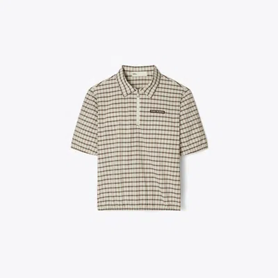 Tory Burch Half-zip Yarn-dye Polo In Multi
