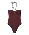 Tory Burch Halter Swimsuit In Burgundy
