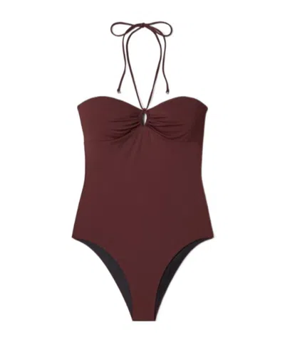 Tory Burch Halter Swimsuit In Burgundy