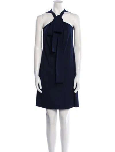 Pre-owned Tory Burch Halterneck Knee-length Dress In Blue