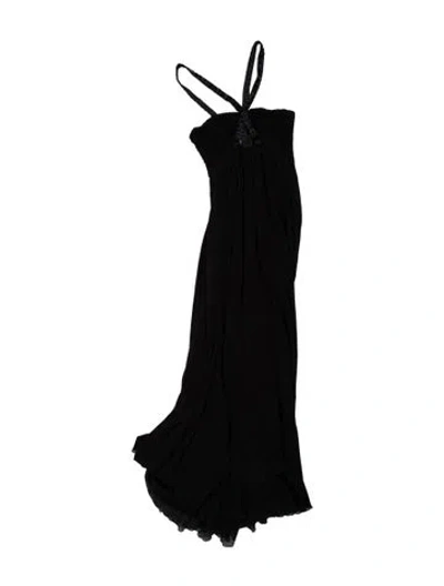 Pre-owned Tory Burch Halterneck Long Dress In Black