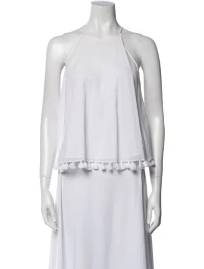 Pre-owned Tory Burch Halterneck Sleeveless Crop Top W/ Tags In White