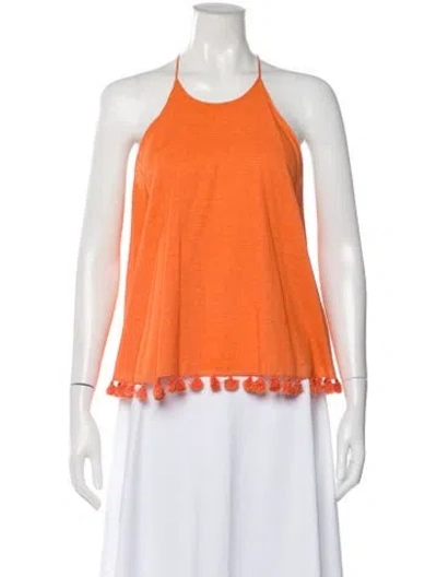 Pre-owned Tory Burch Halterneck Sleeveless Top In Orange