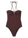 Tory Burch Halterneck Swimsuit In Brown