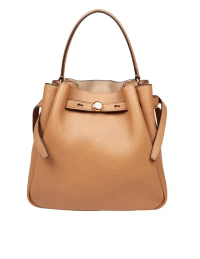 Tory Burch Hammered Leather Bucket Bag In Brown