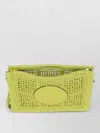 Tory Burch Hand Crocheted Raffia Rectangular Clutch Pouch In Yellow