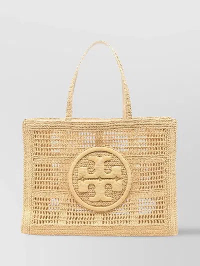 Tory Burch Hand-crocheted Rectangular Tote Dual Handles In Neutral