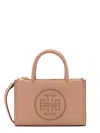Tory Burch Handbag With Embossed Logo On The Front In Beige